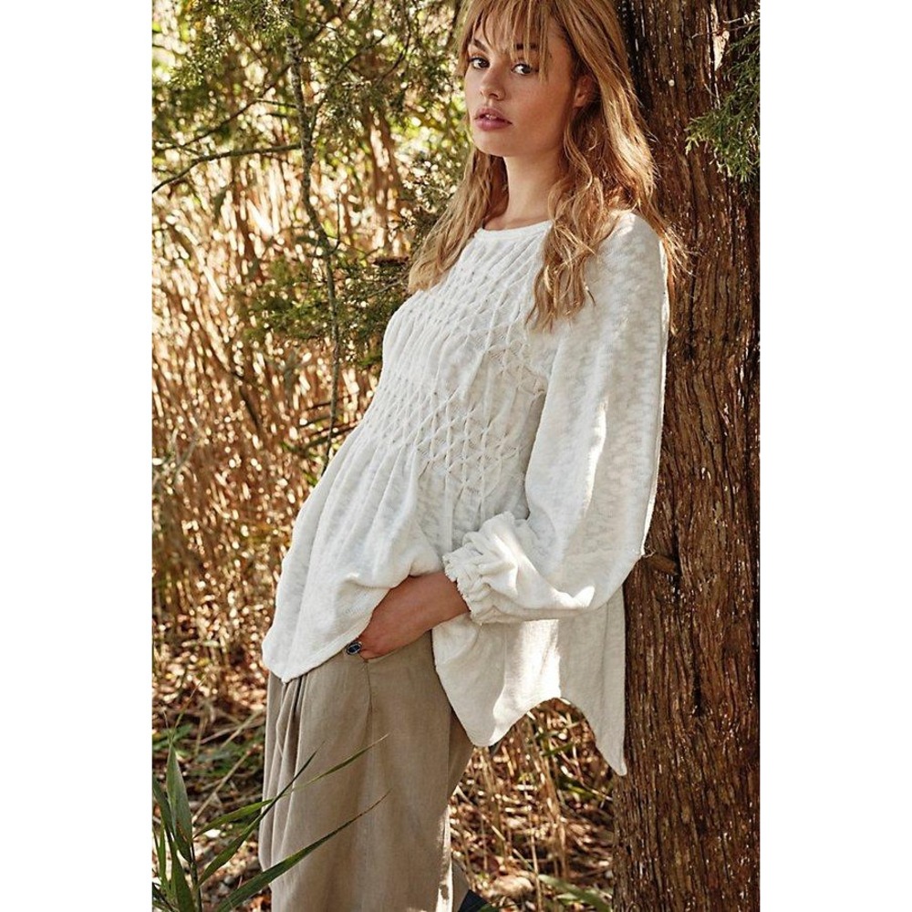 Free People Romantic Babydoll Cottagecore Coquette Smocked Top Size M/L